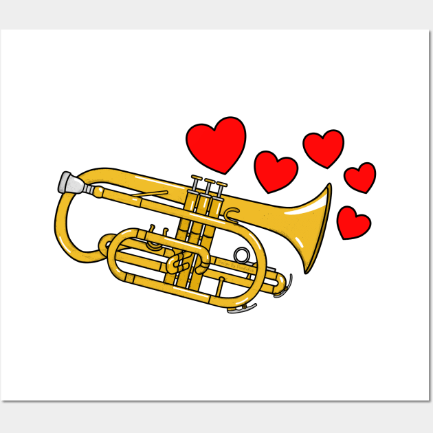 Valentines Cornet Teacher Cornetist Brass Player Wedding Musician Wall Art by doodlerob